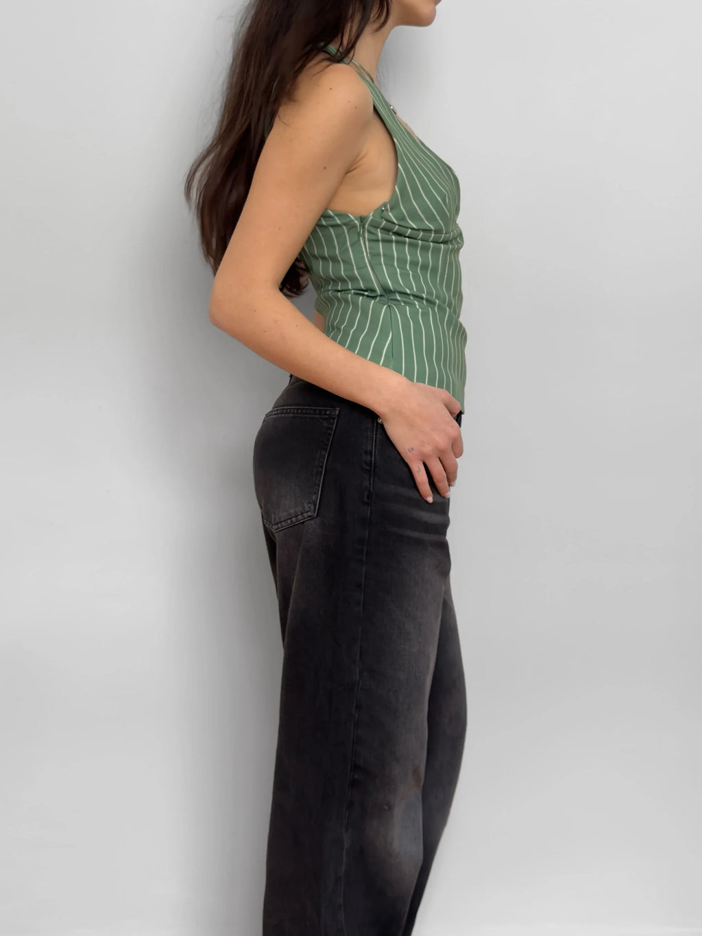 Green Striped Bustier