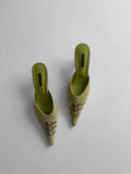 Green Suede Heeled Shoes