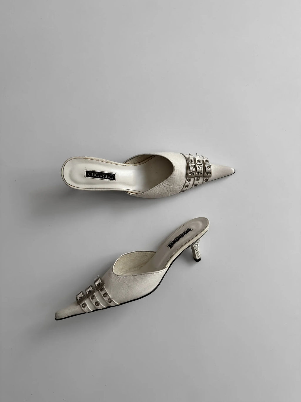 White Leather Heeled Shoes