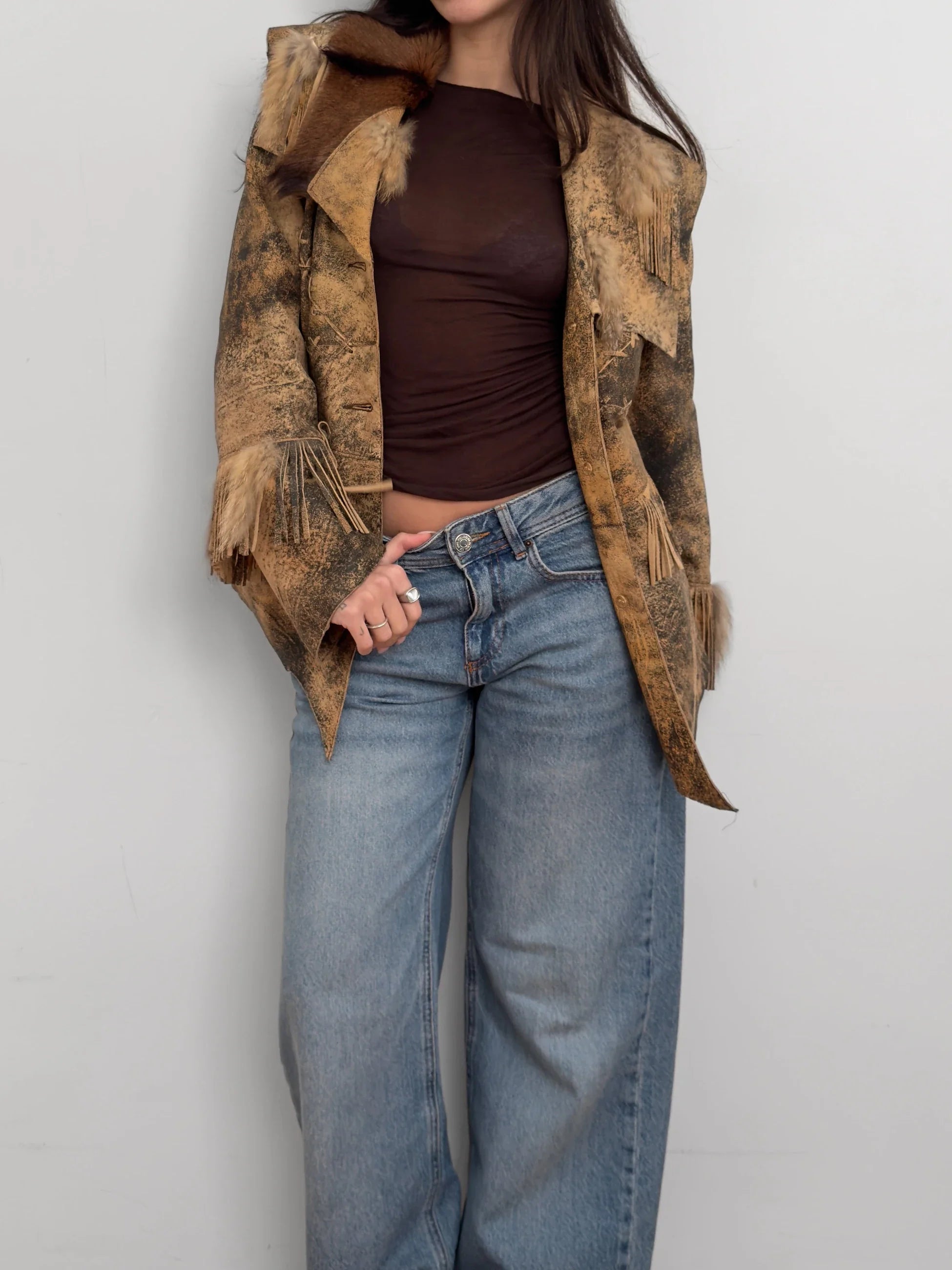 Fur-Detailed Leather Jacket