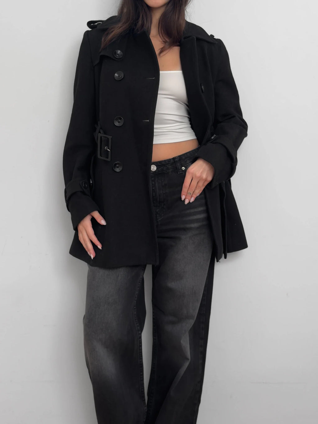 Black Wool Blend Coat