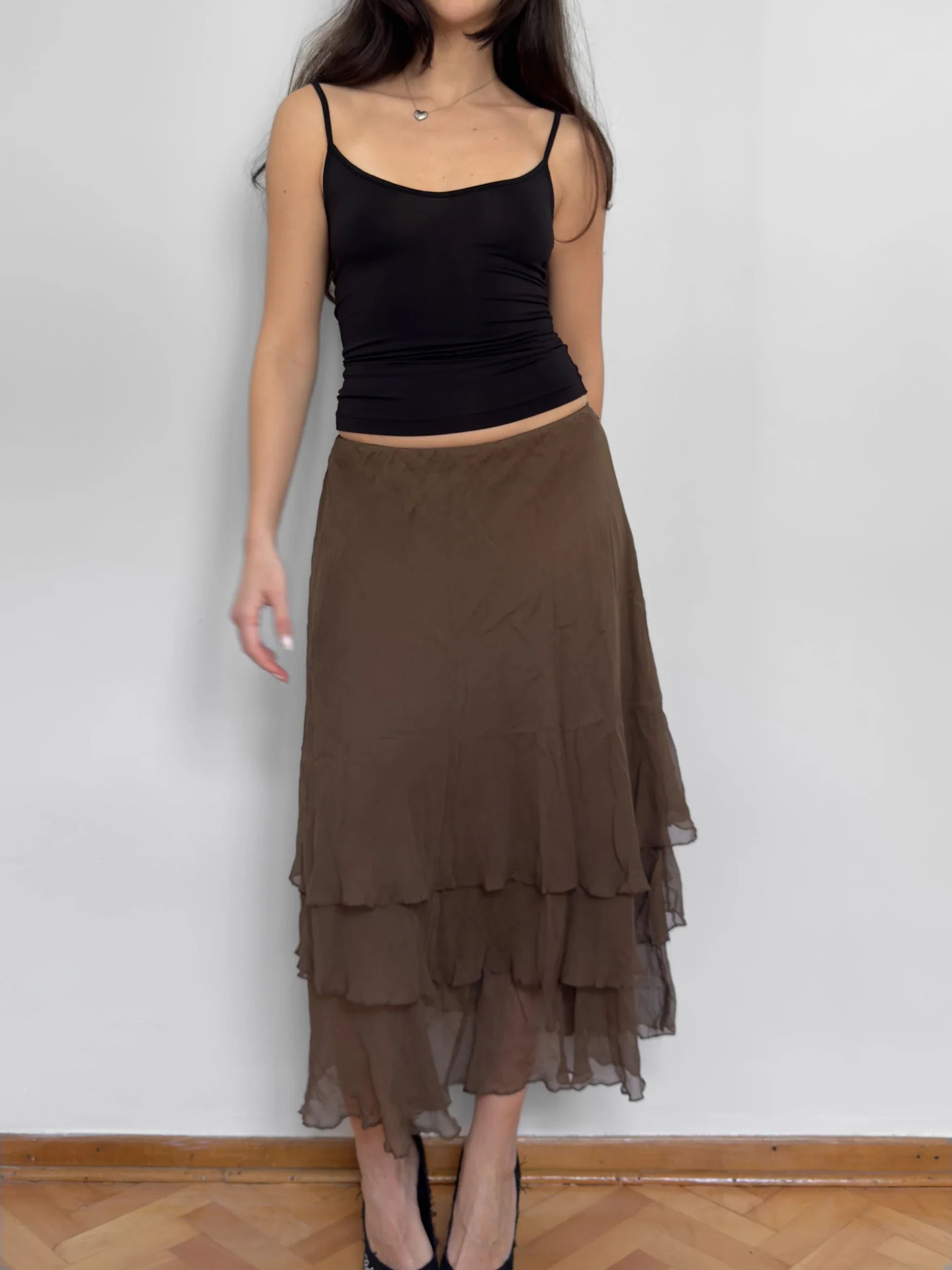 Brown Silk Skirt