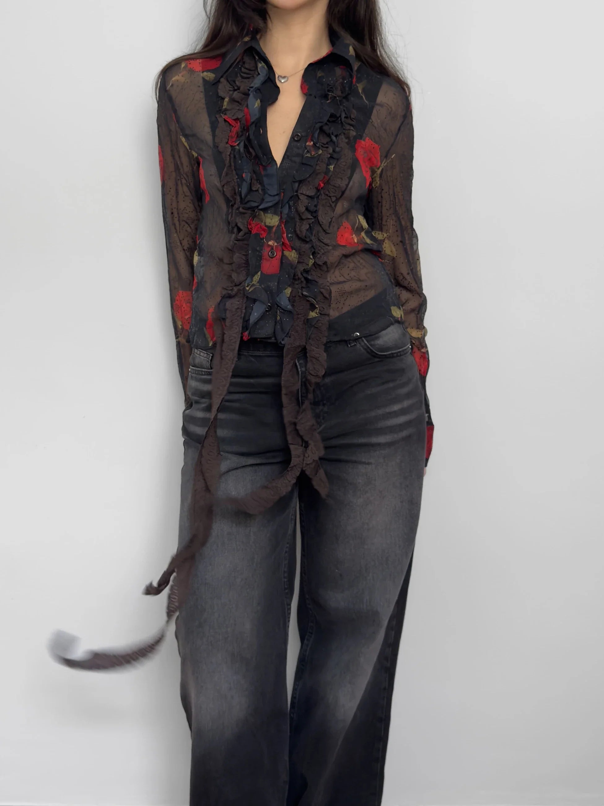 Ruffled Chiffon Shirt