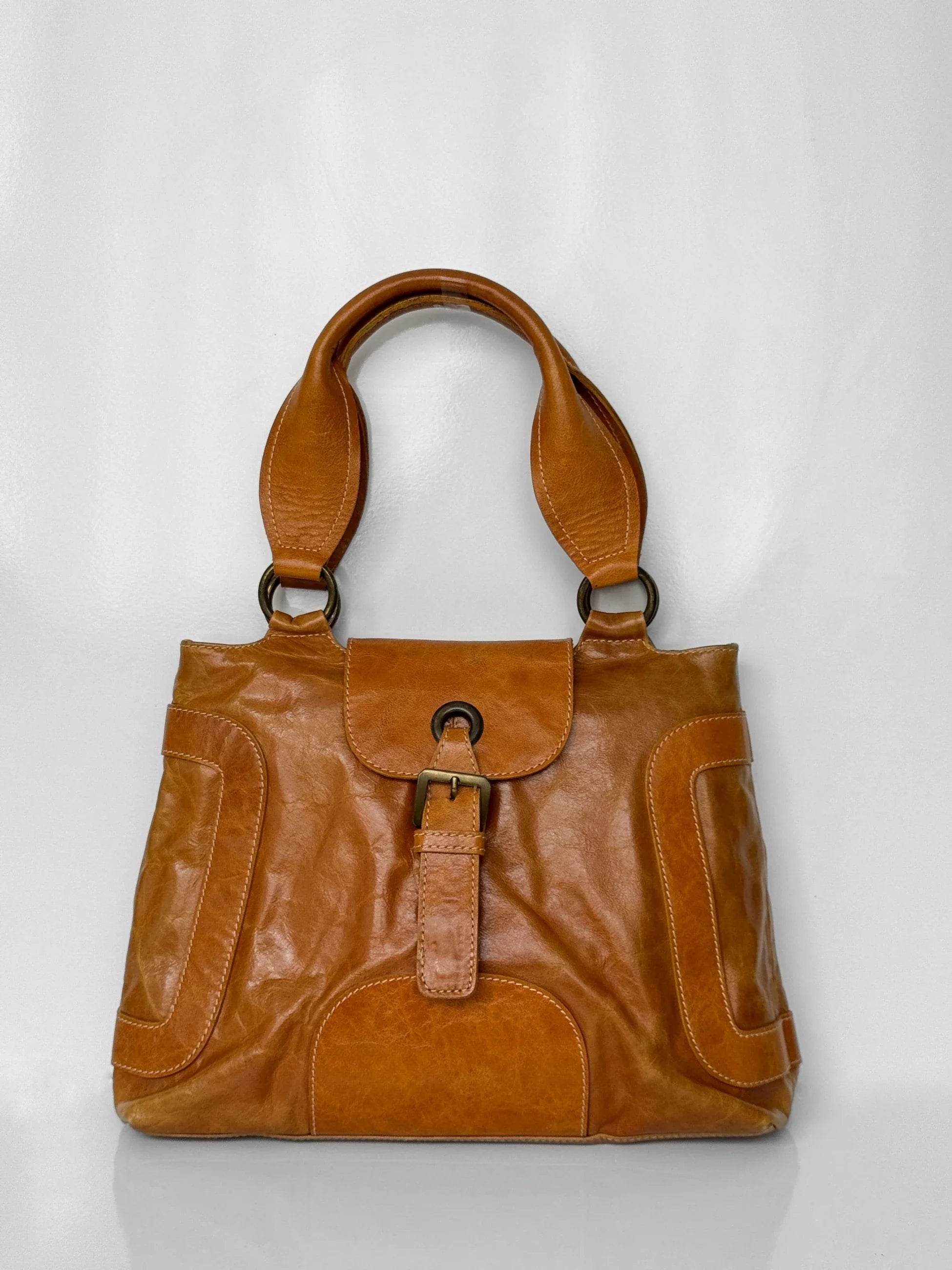 Orange Leather Clutch Bag