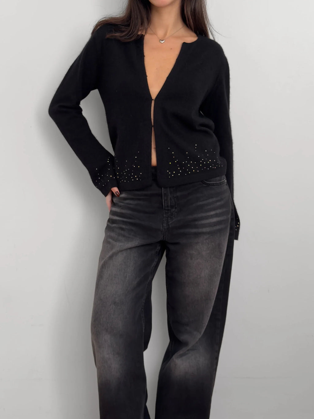 Black Wool Cardigan