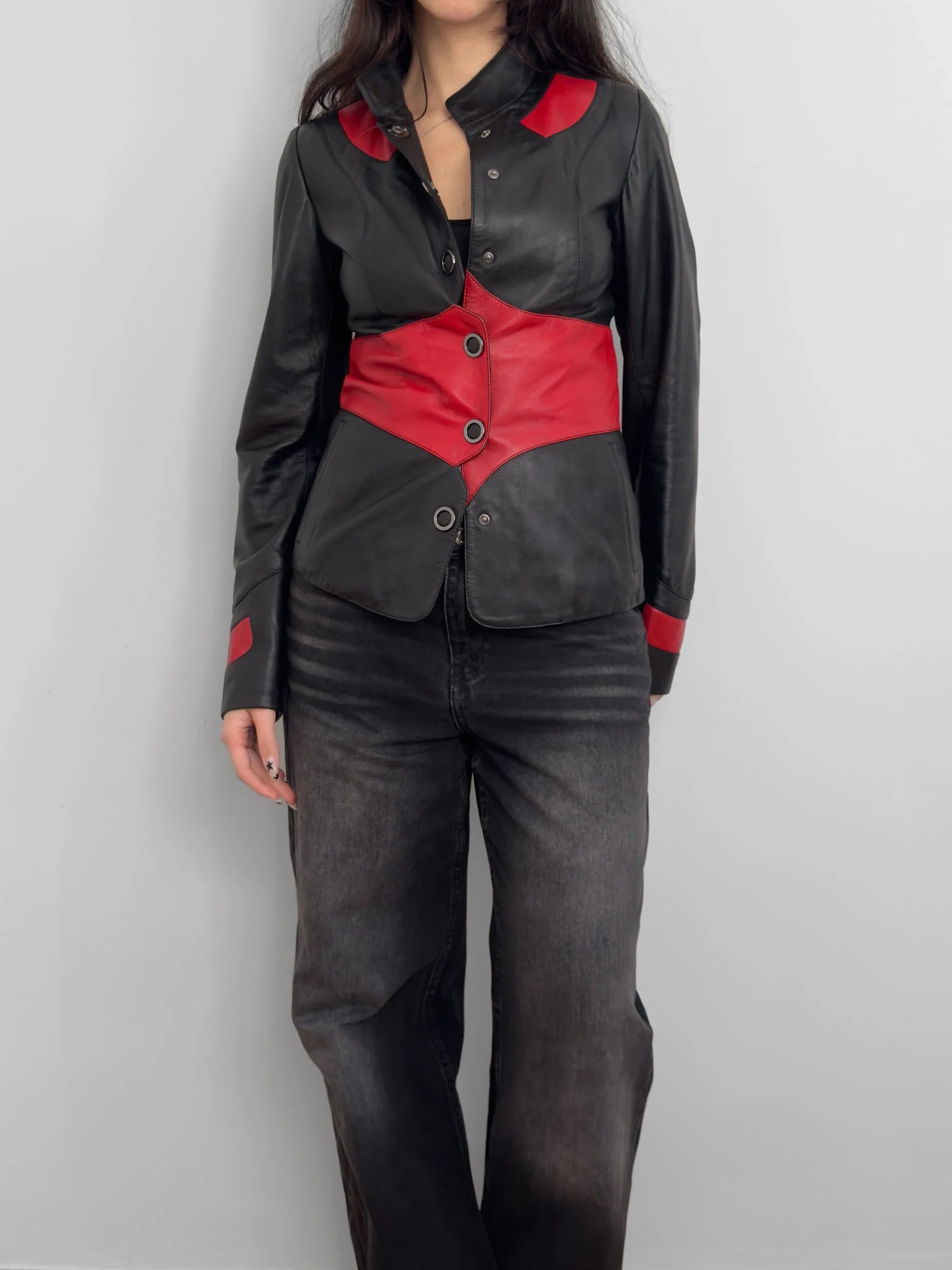 Two Coloured Leather Jacket