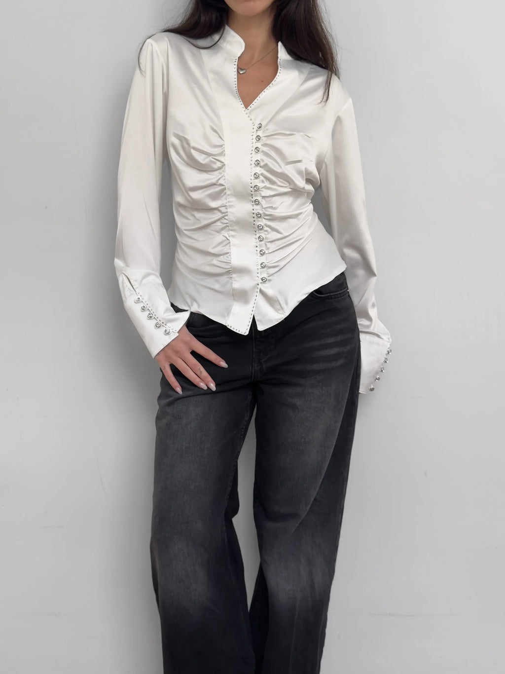 Draped Satin Shirt