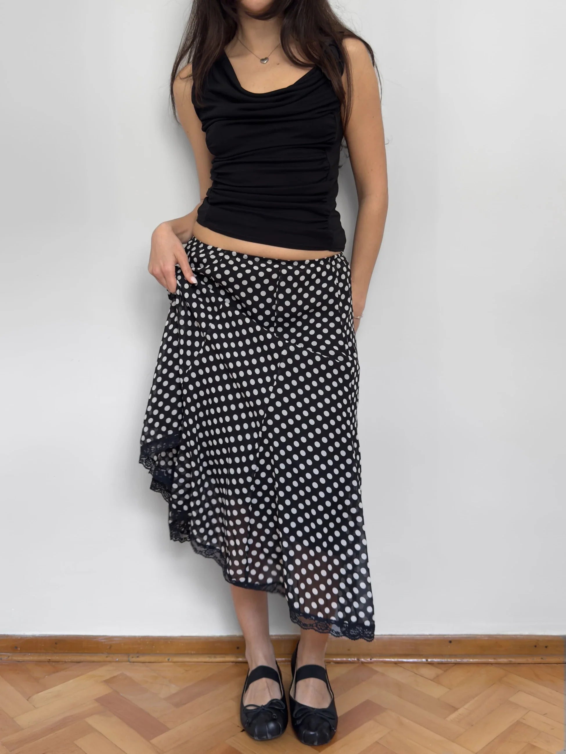 Polka Dot Chiffon Skirt