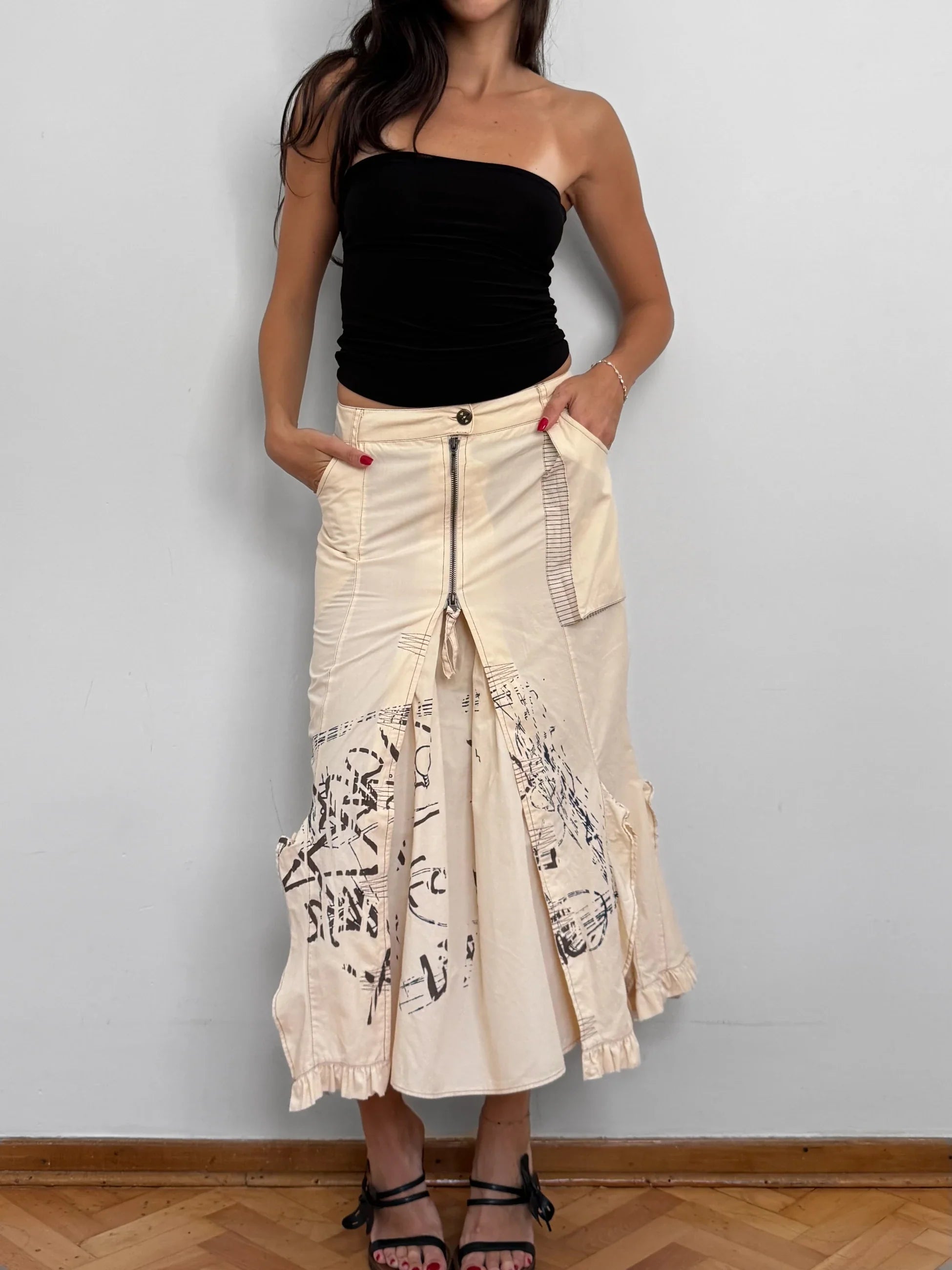 Cream Midi Skirt
