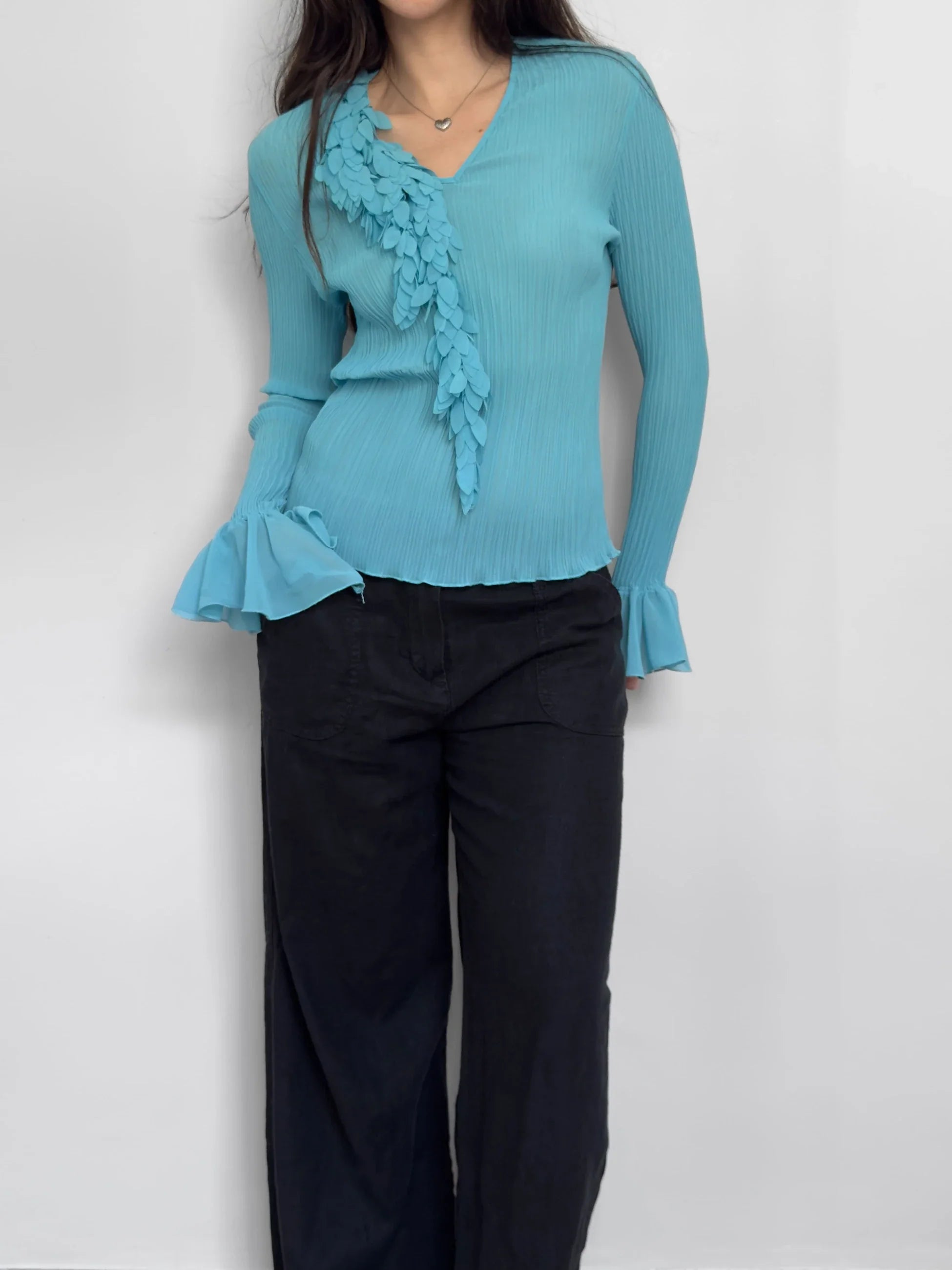 Blue Chiffon Blouse