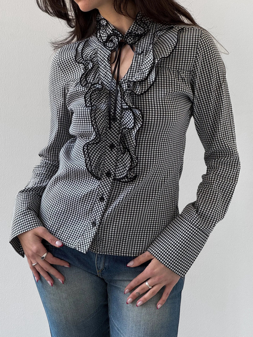 Collar-Detailed Checked Shirt