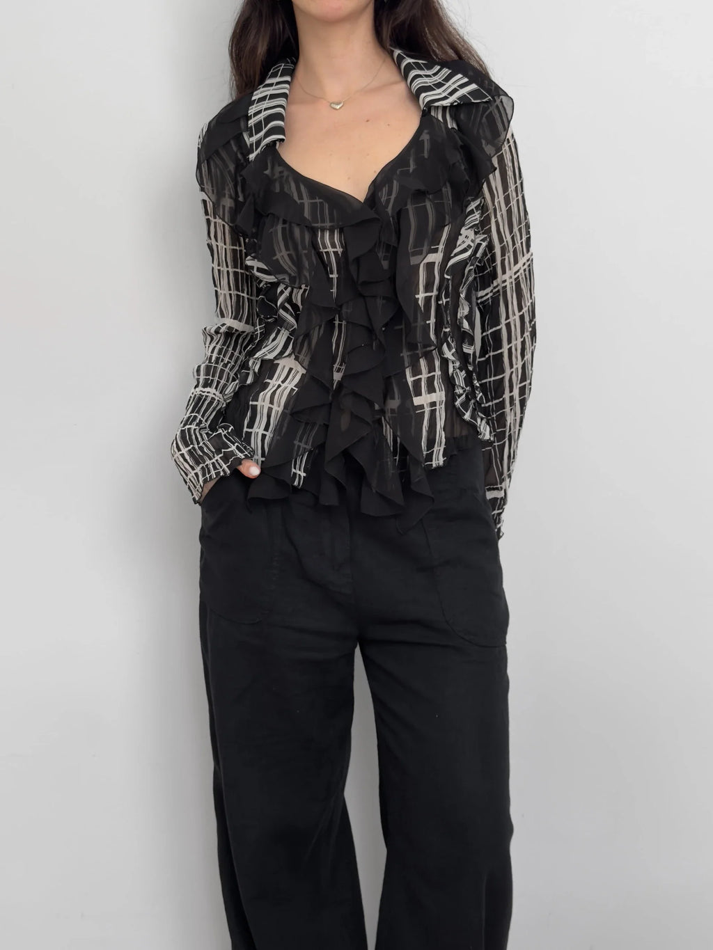 Ruffled Chiffon Shirt