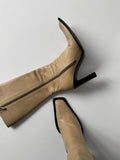 Beige Leather Boots