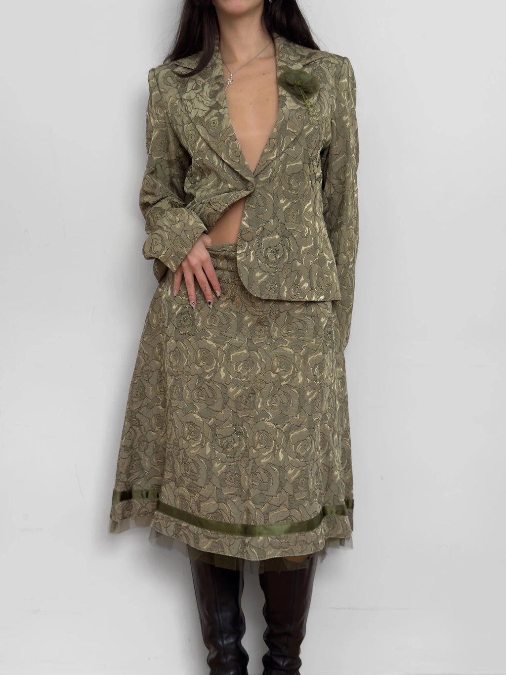 Green Skirted Set