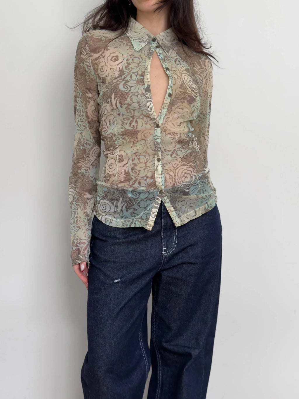 Patterned Tulle Shirt