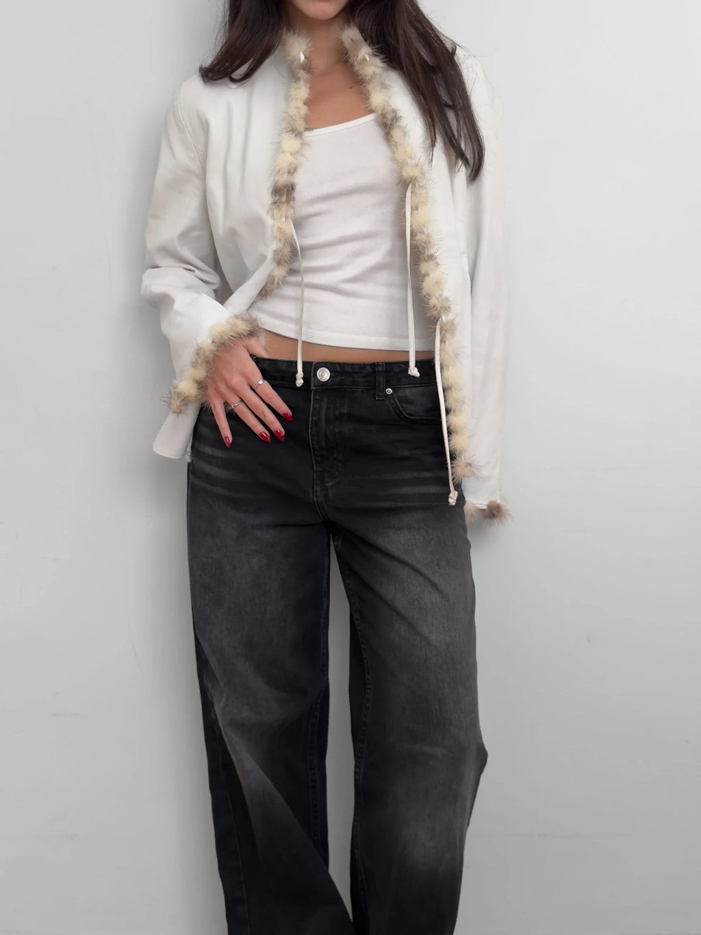 Fur-Detailed Leather Jacket