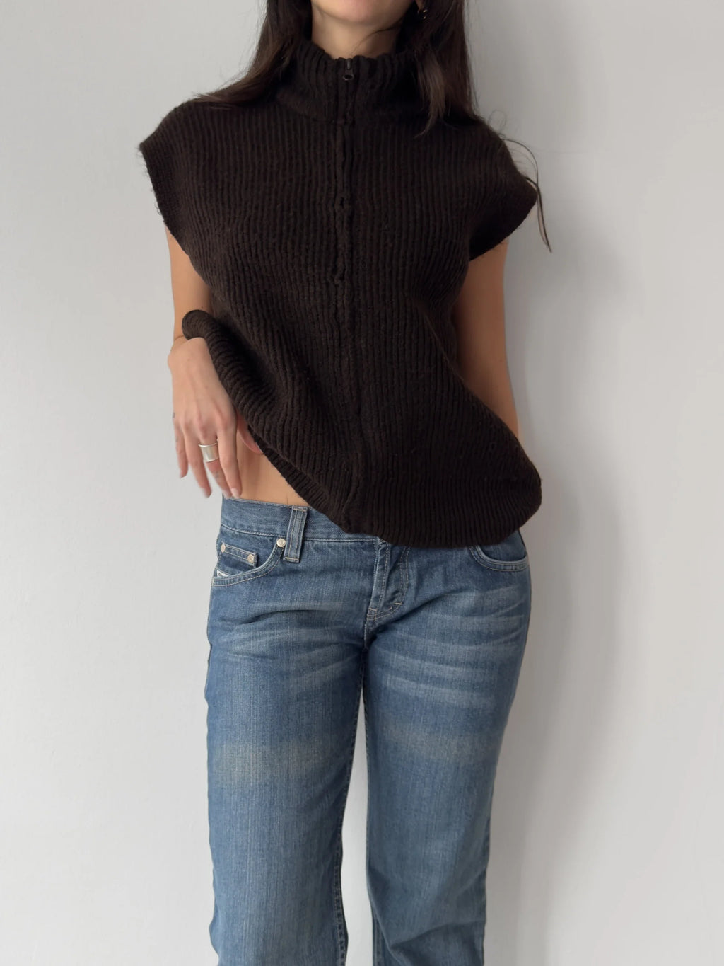 Brown Zipped Pullover