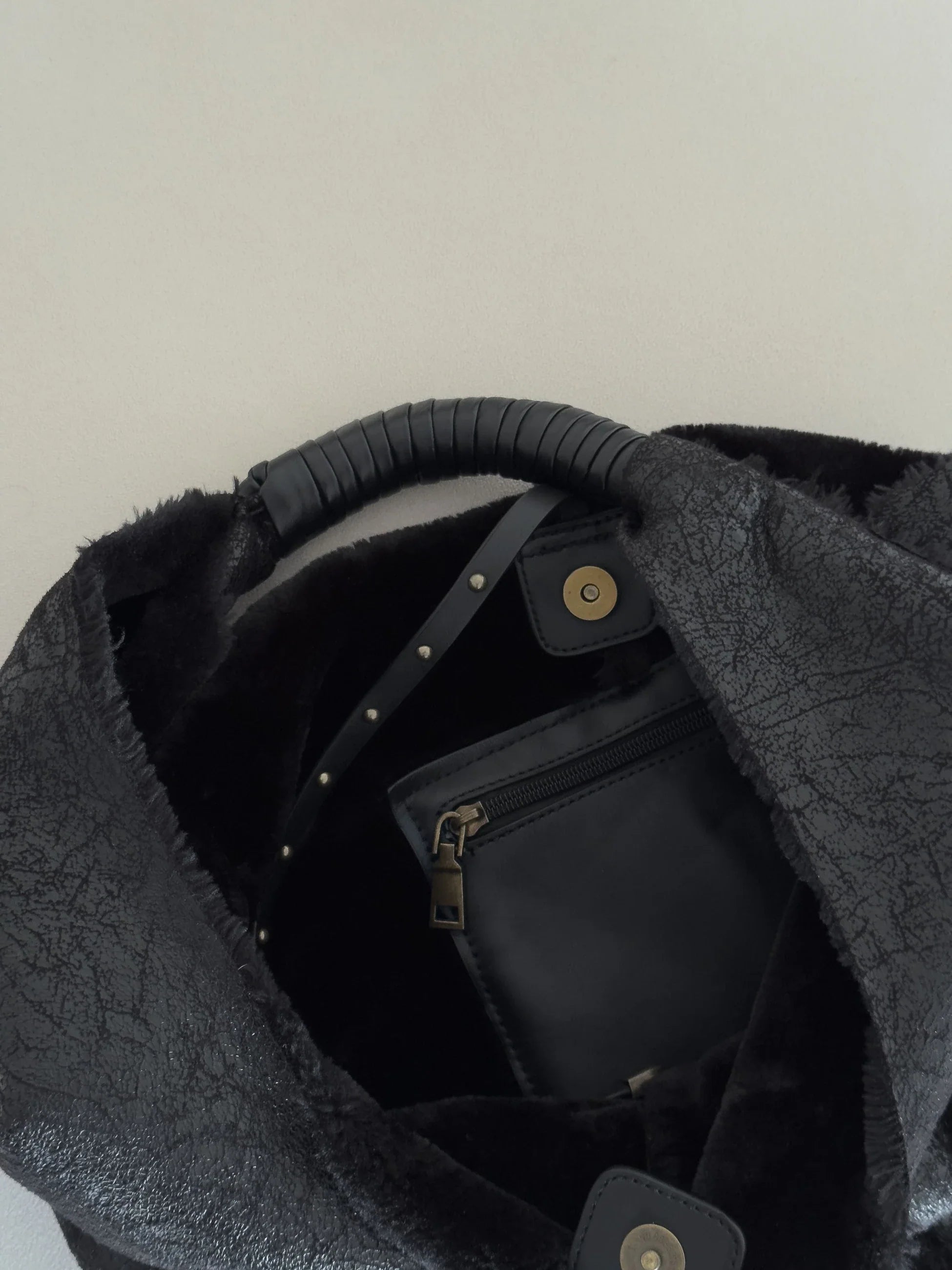 Fur-Trimmed Shoulder Bag