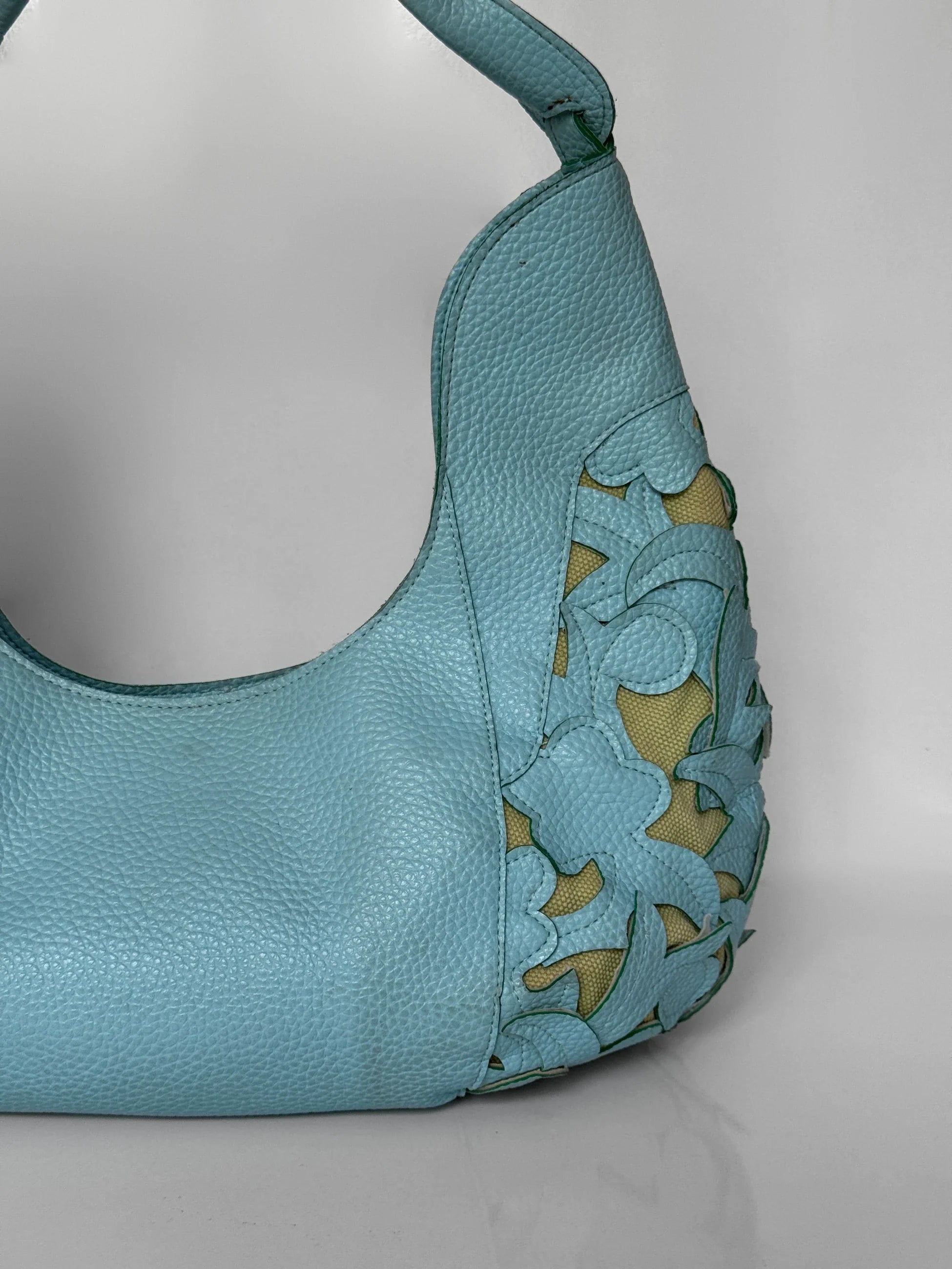 Blue Leather Shoulder Bag