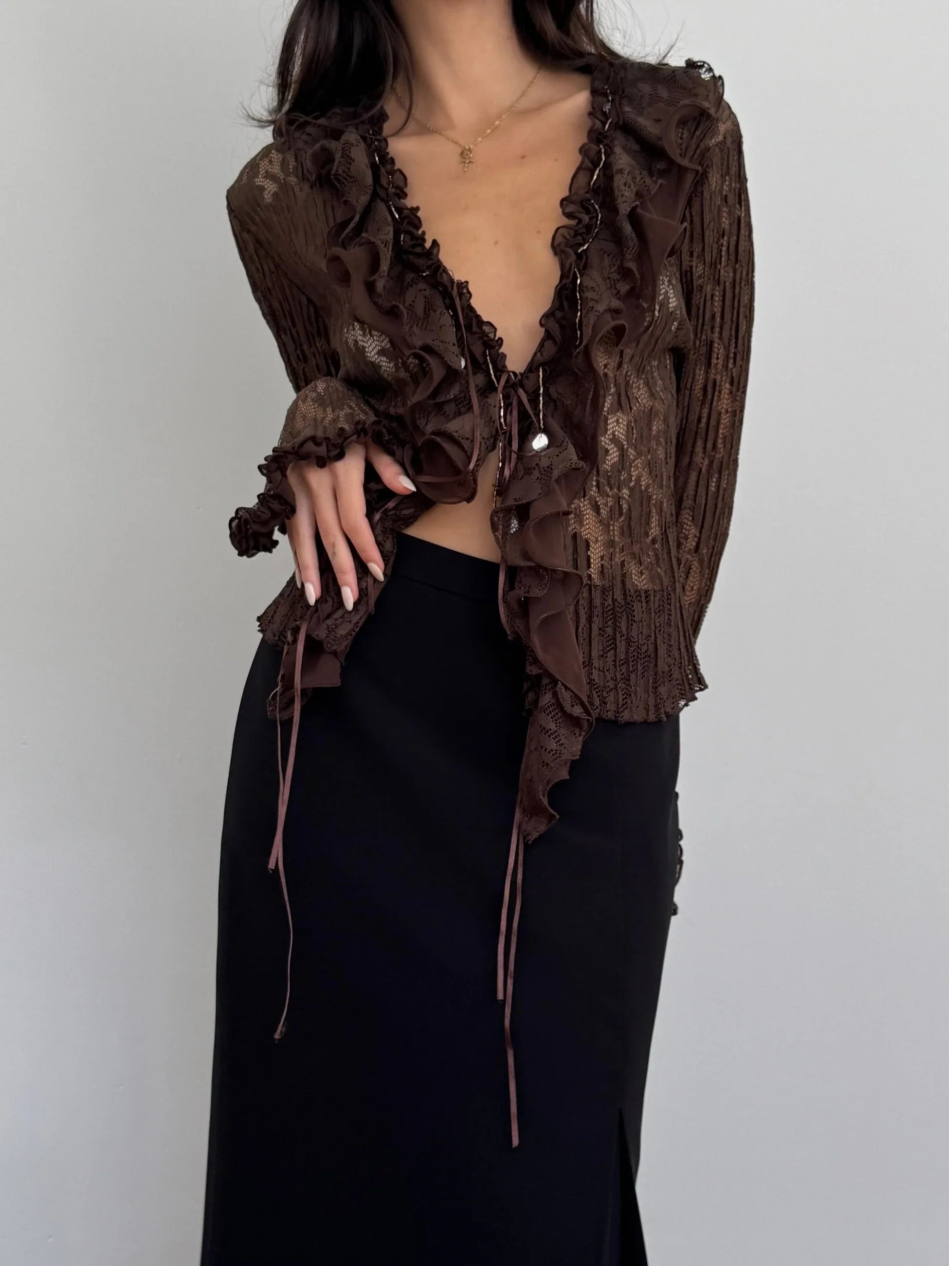 Brown Lace Blouse