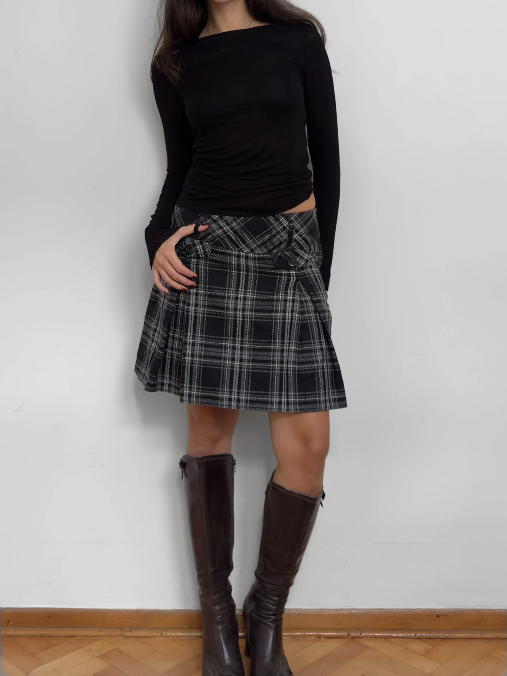 Plaid Wool Skirt