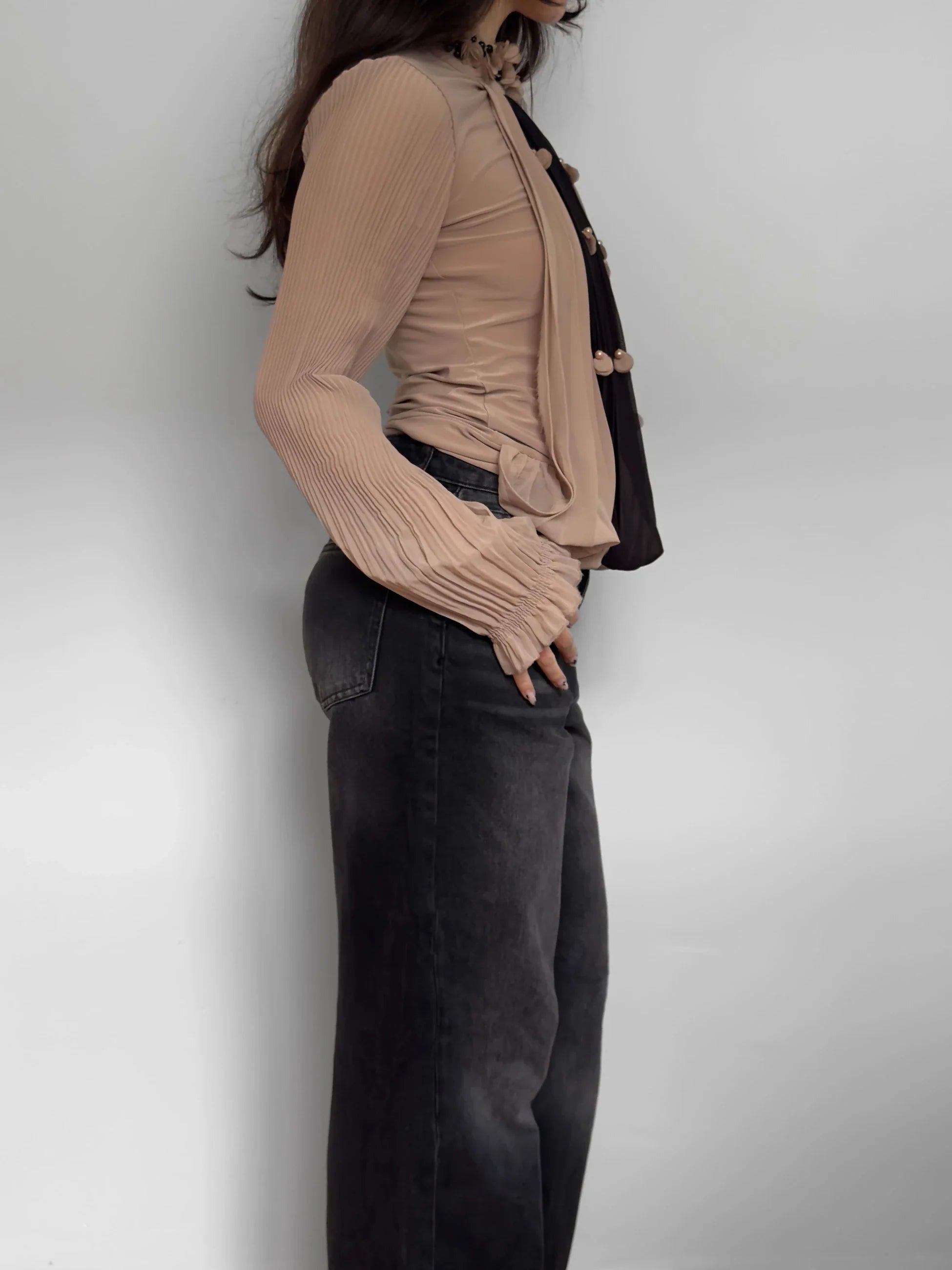 Chiffon-Detailed Blouse