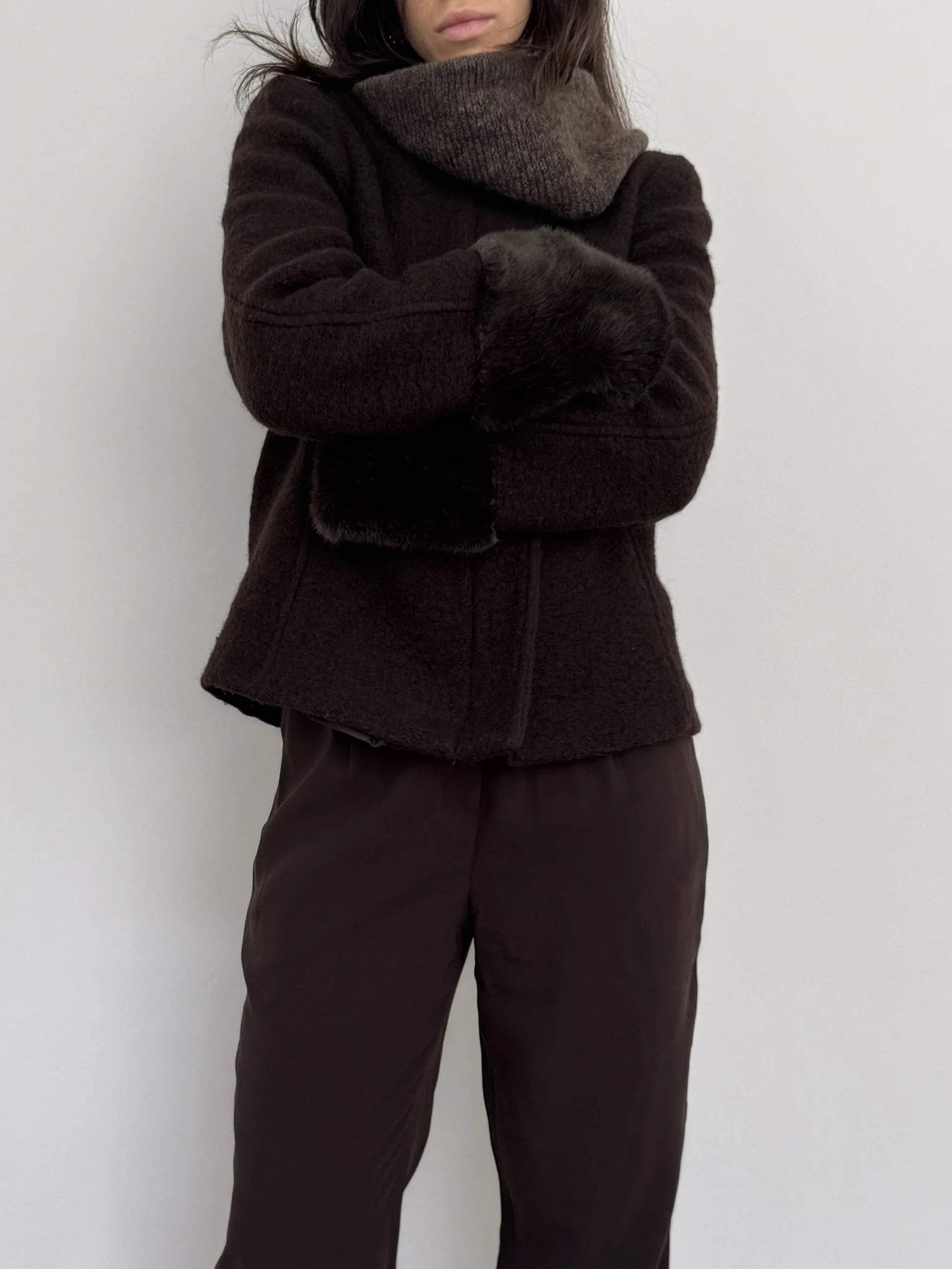 Brown Fur-Trimmed Coat