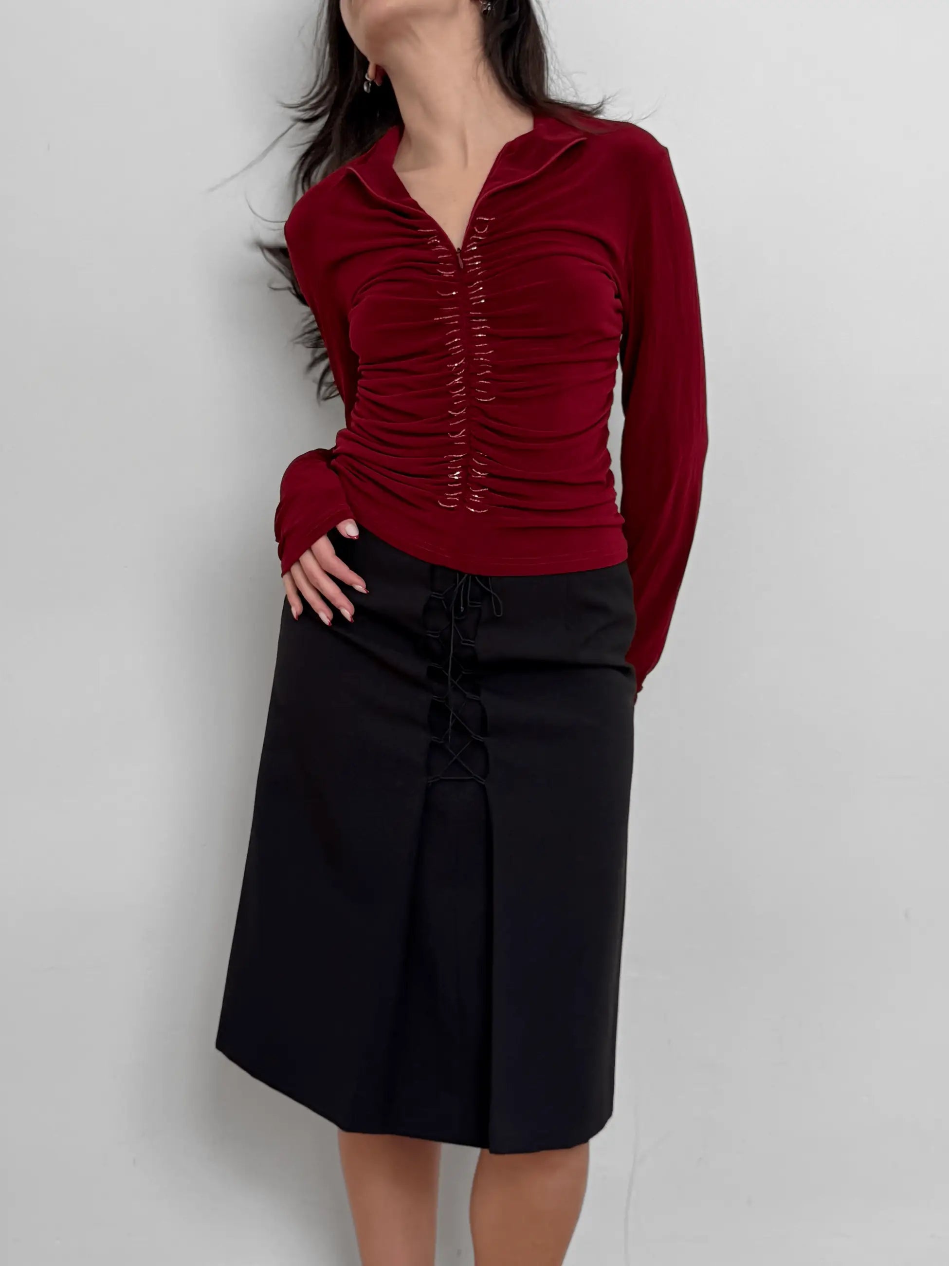 Zipped Jersey Blouse