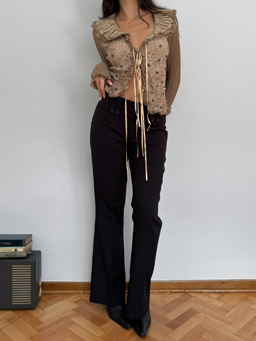 Lace-Detailed Tulle Blouse