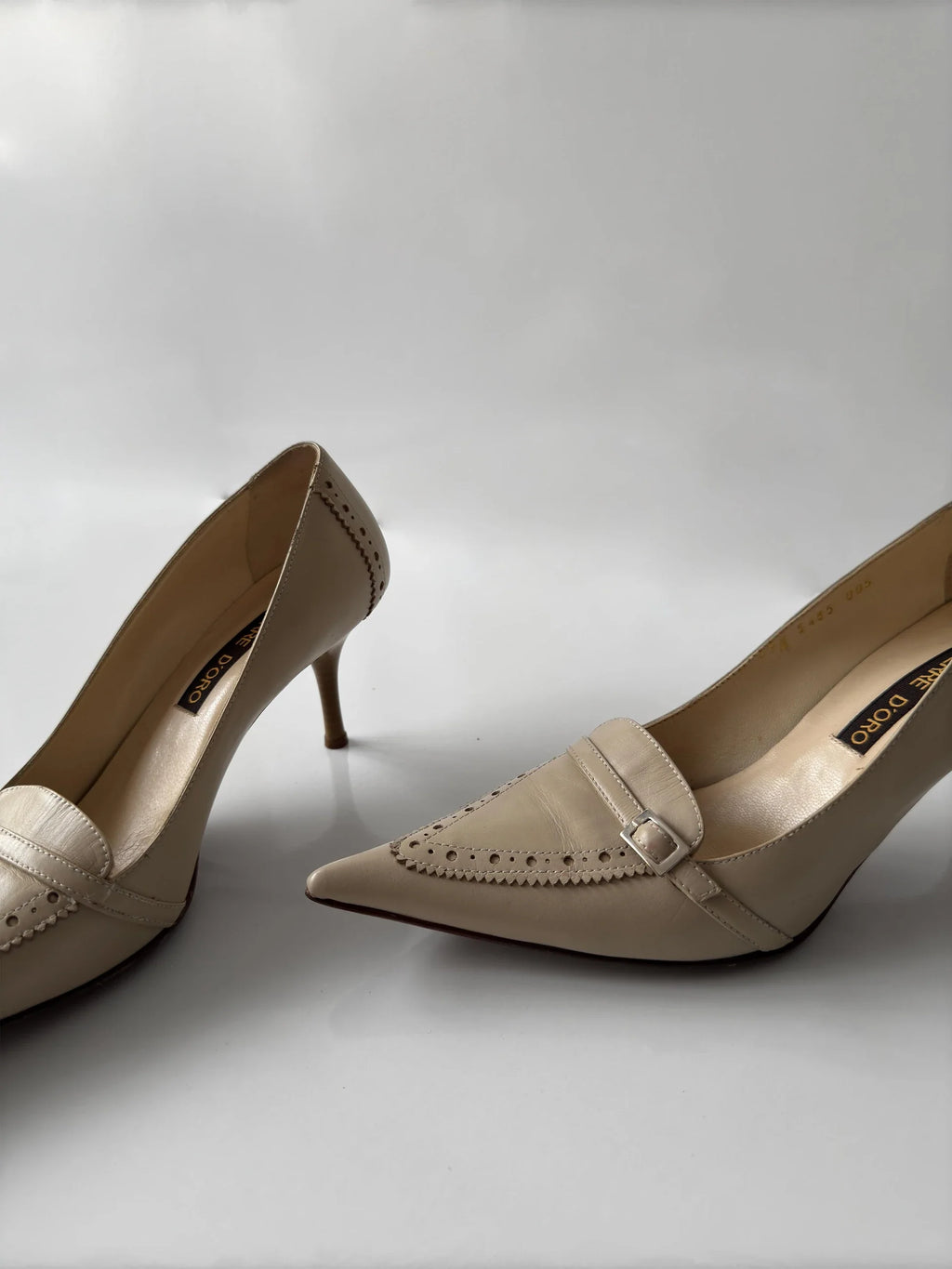 Cream Leather Heeled Shoes