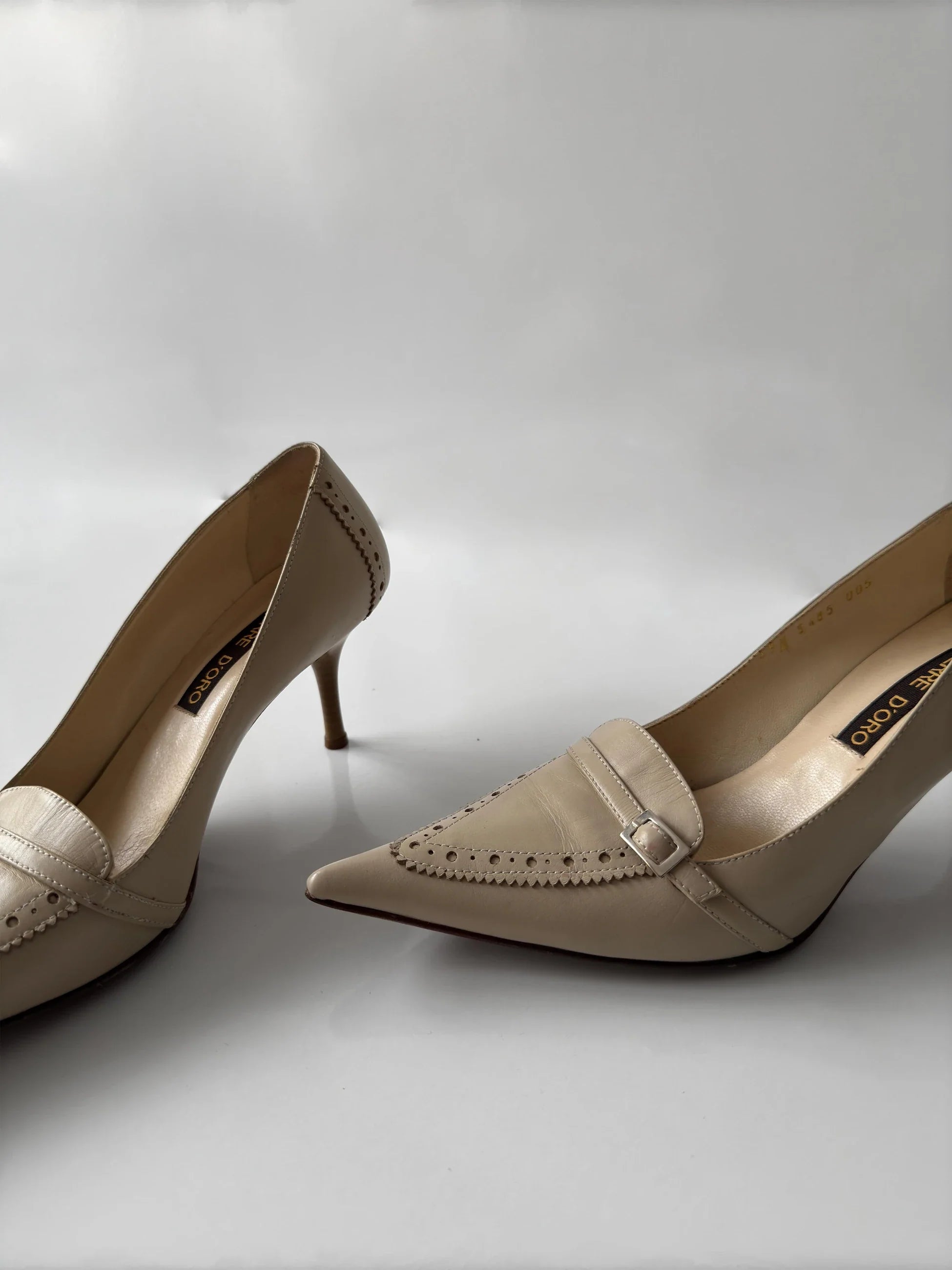 Cream Leather Heeled Shoes