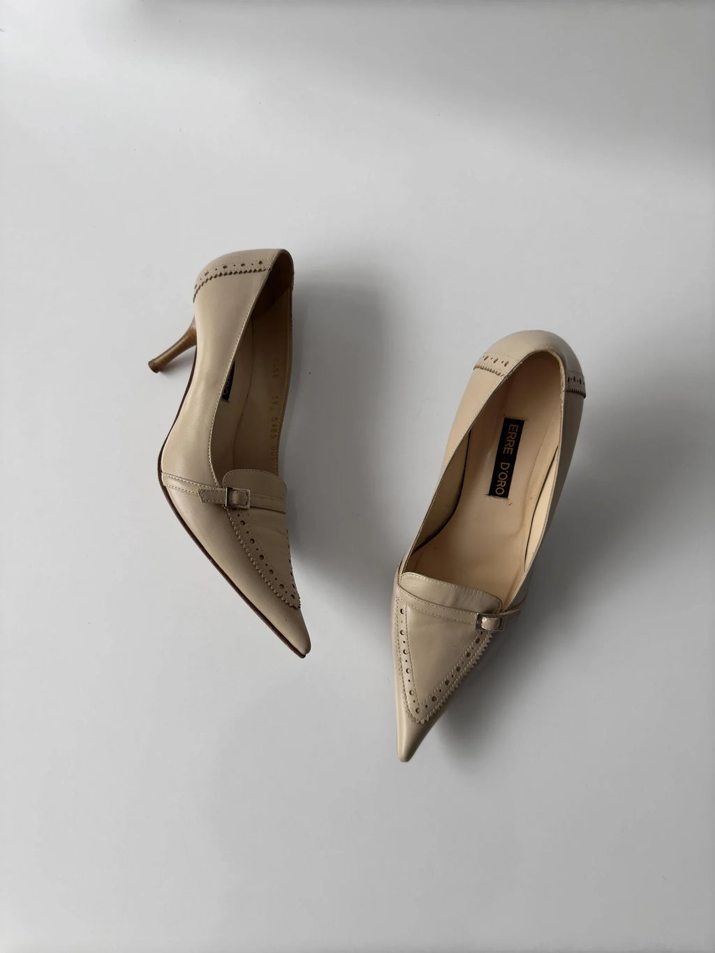 Cream Leather Heeled Shoes