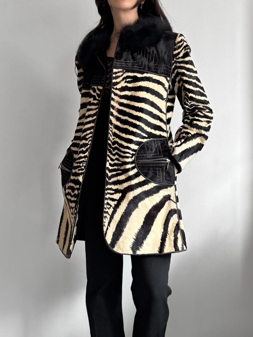 Cowhide Zebra-Print Coat