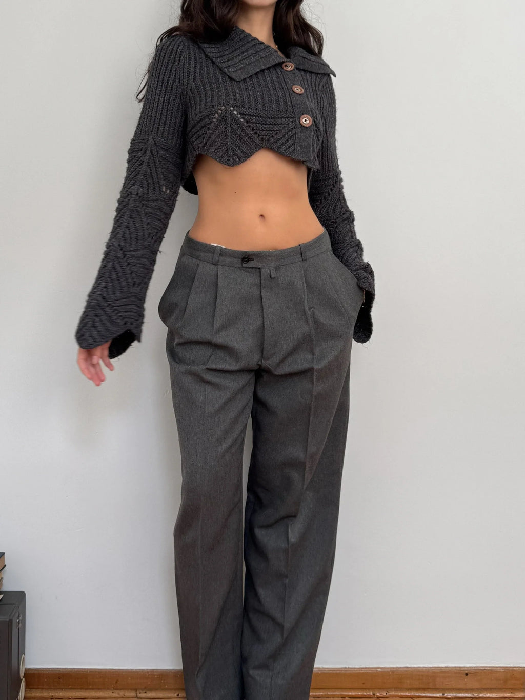 Anthracite Wool Cardigan