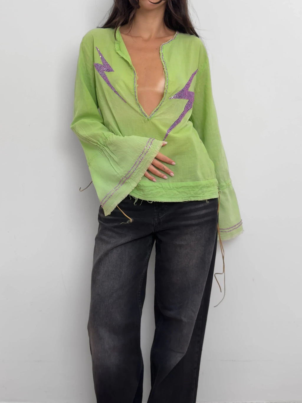Beaded Green Blouse