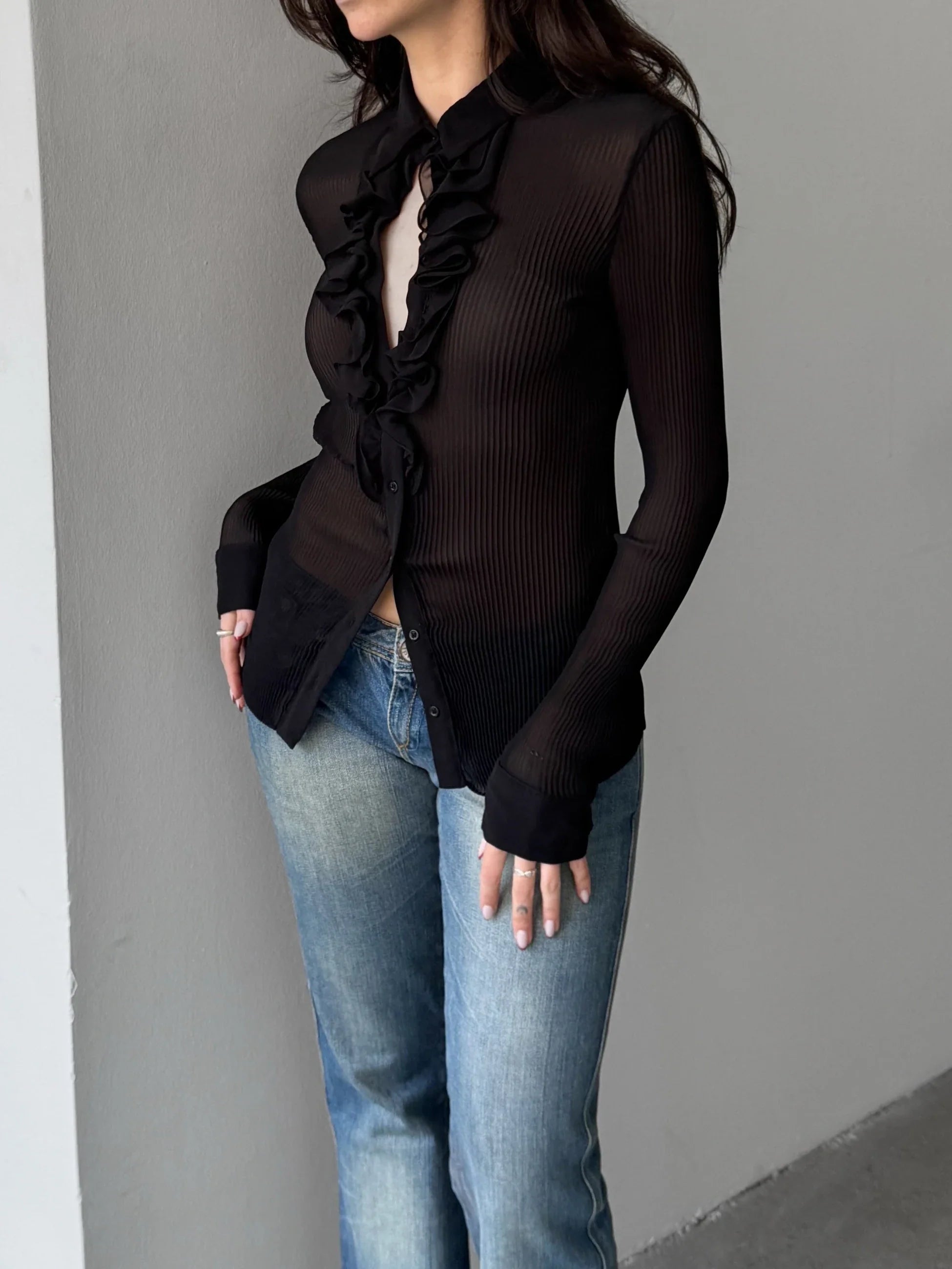 Black Tulle Shirt
