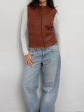 Fur-Trimmed Leather Vest