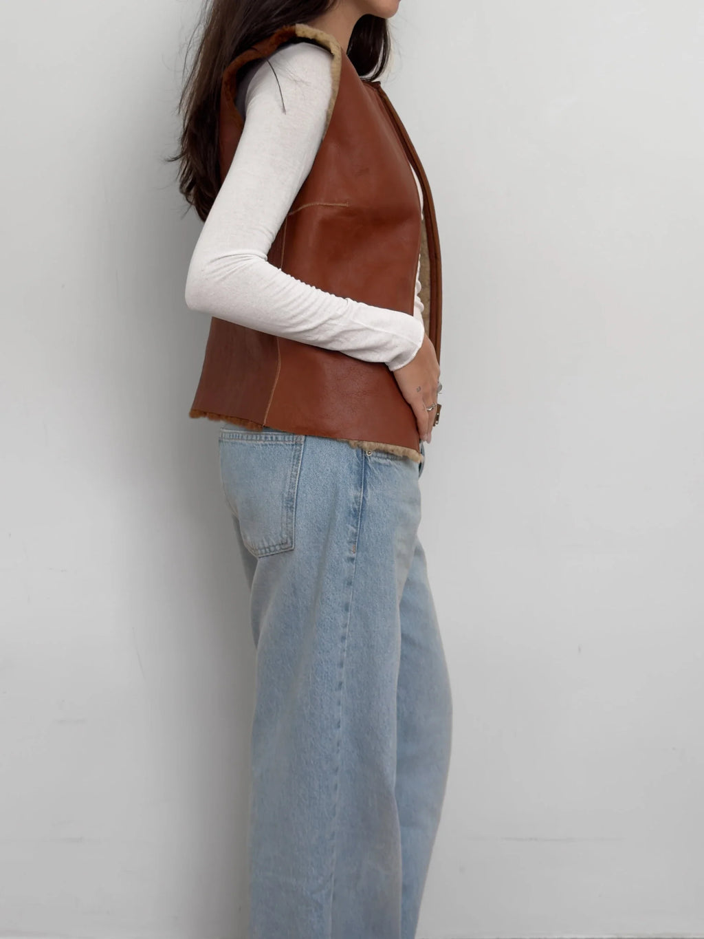 Fur-Trimmed Leather Vest