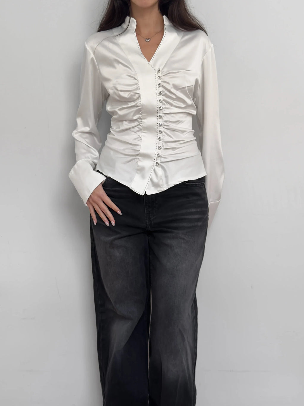 Draped Satin Shirt