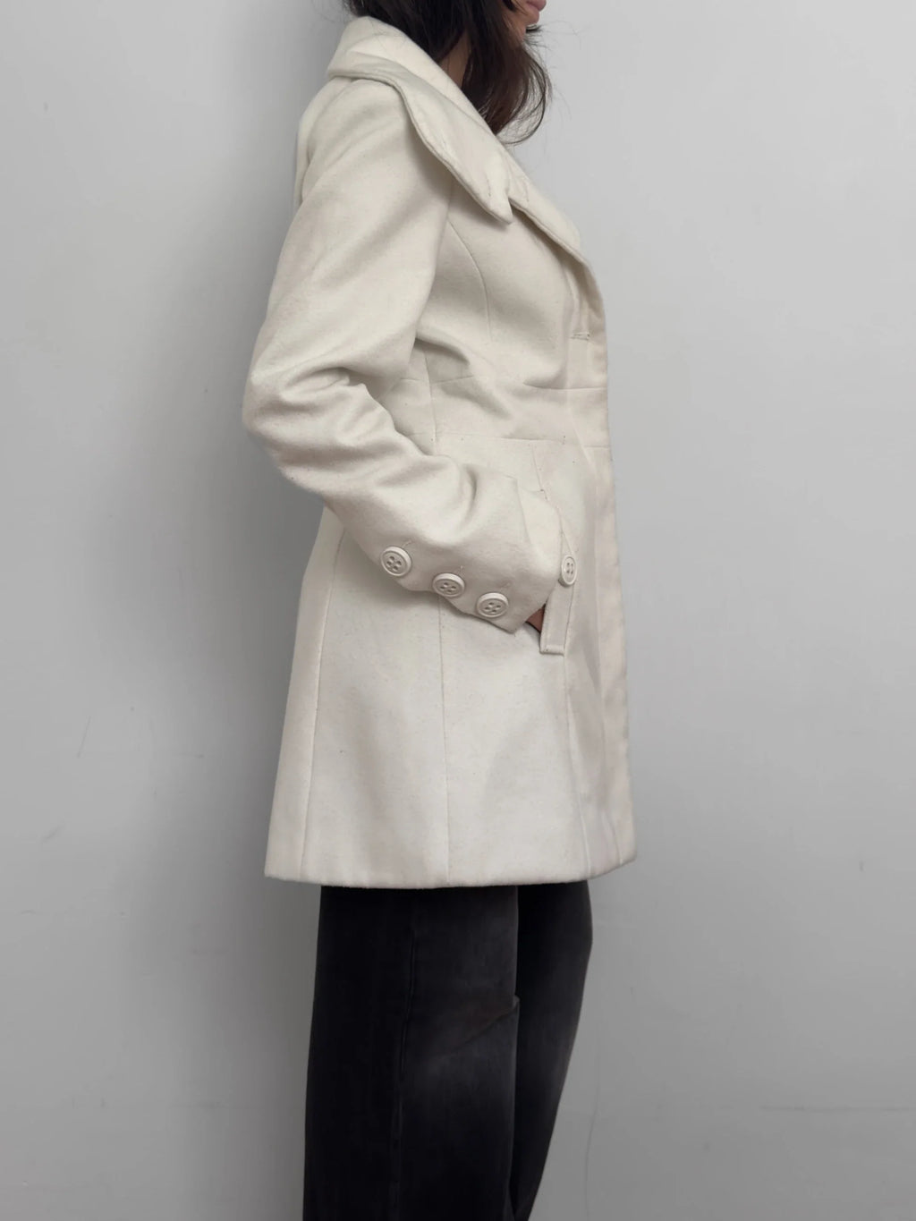 Ecru Wool Blend Coat