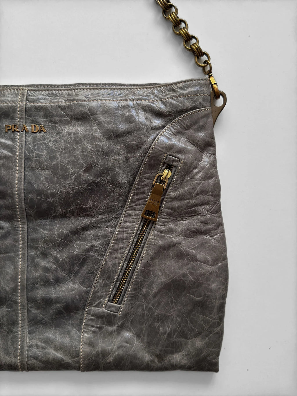 Prada Grey Leather Bag