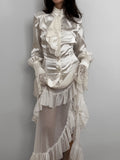 Lace-Detailed Satin Shirt