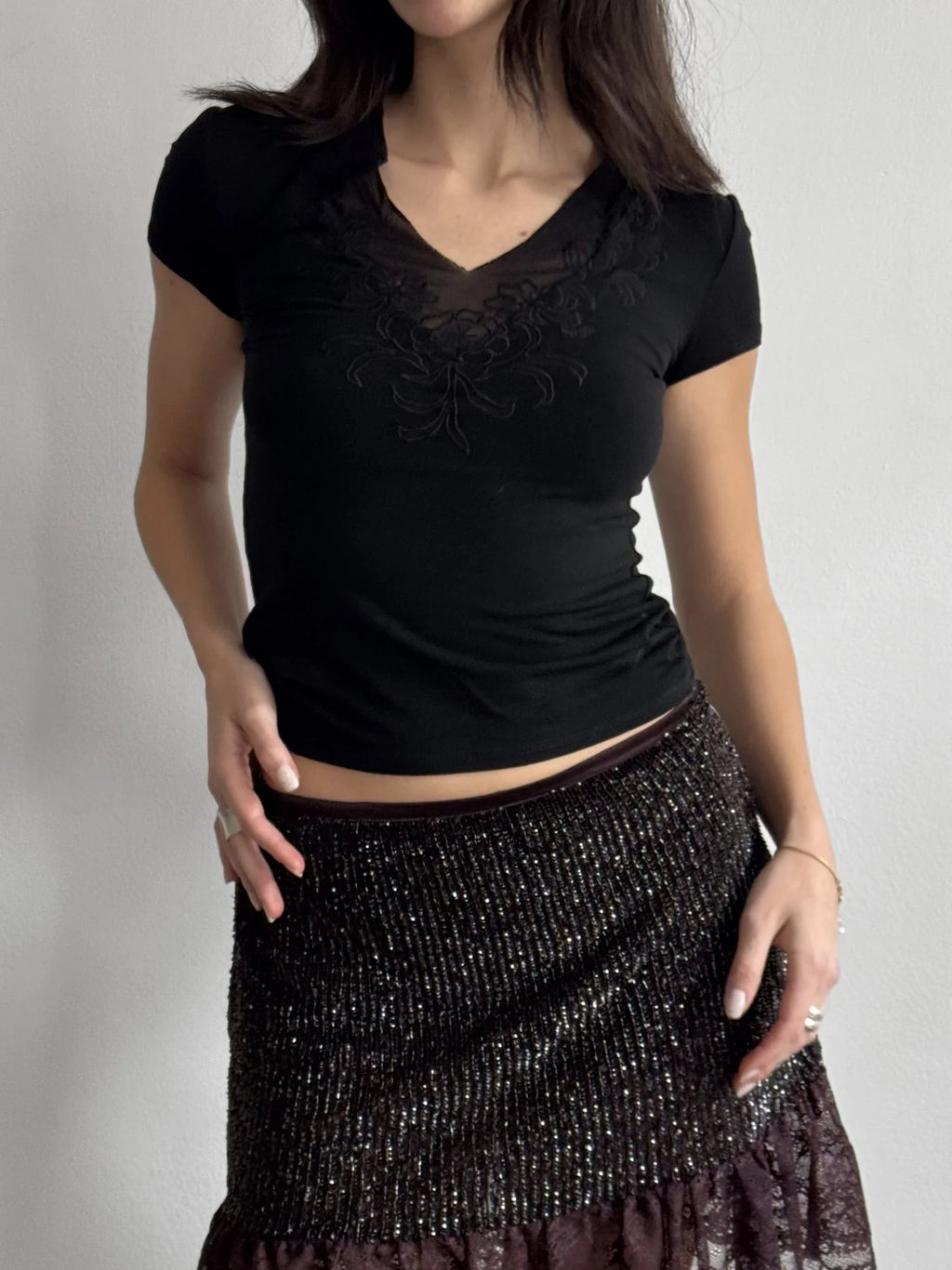 Morgan Tulle-Detailed Blouse