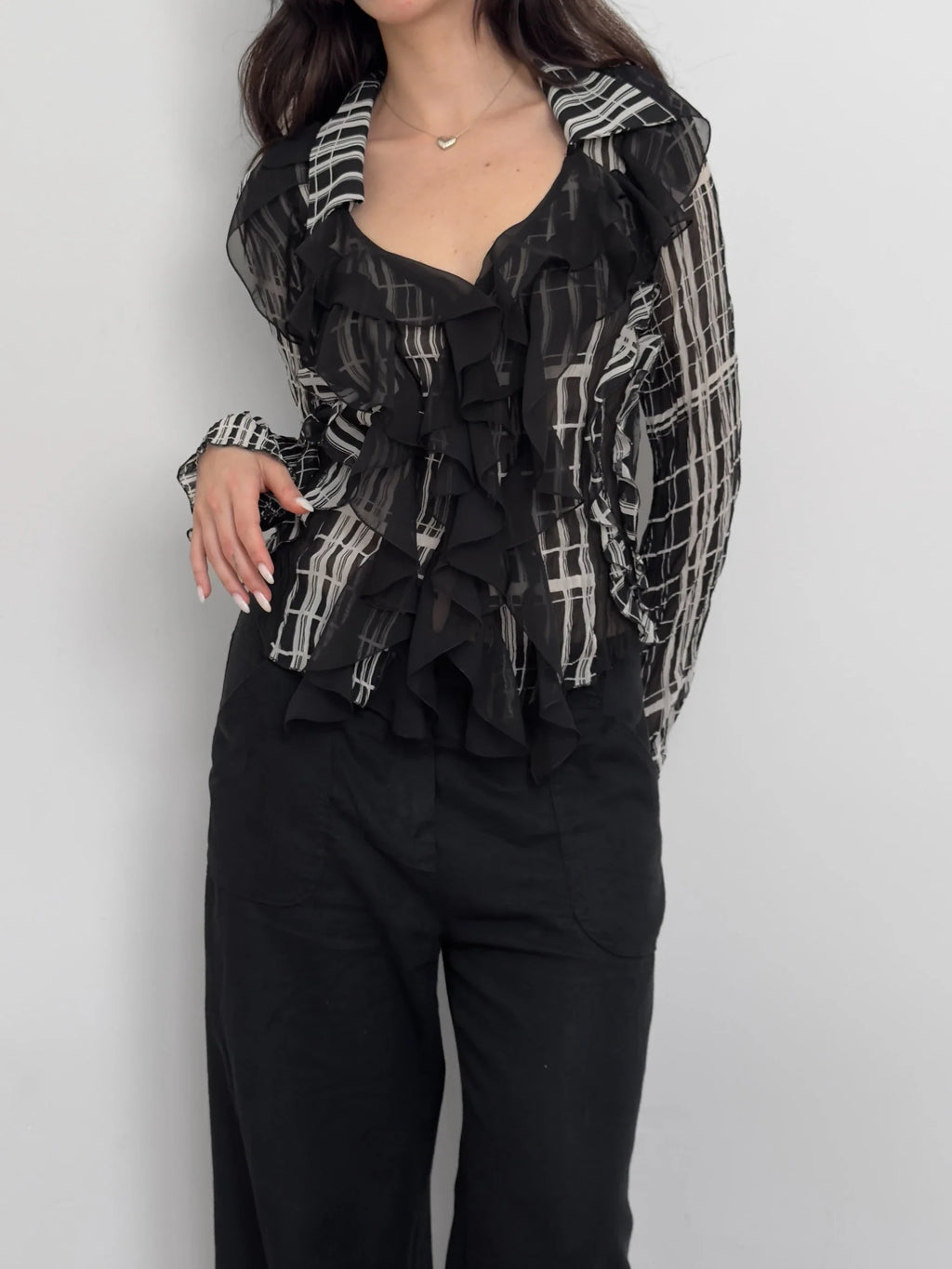 Ruffled Chiffon Shirt