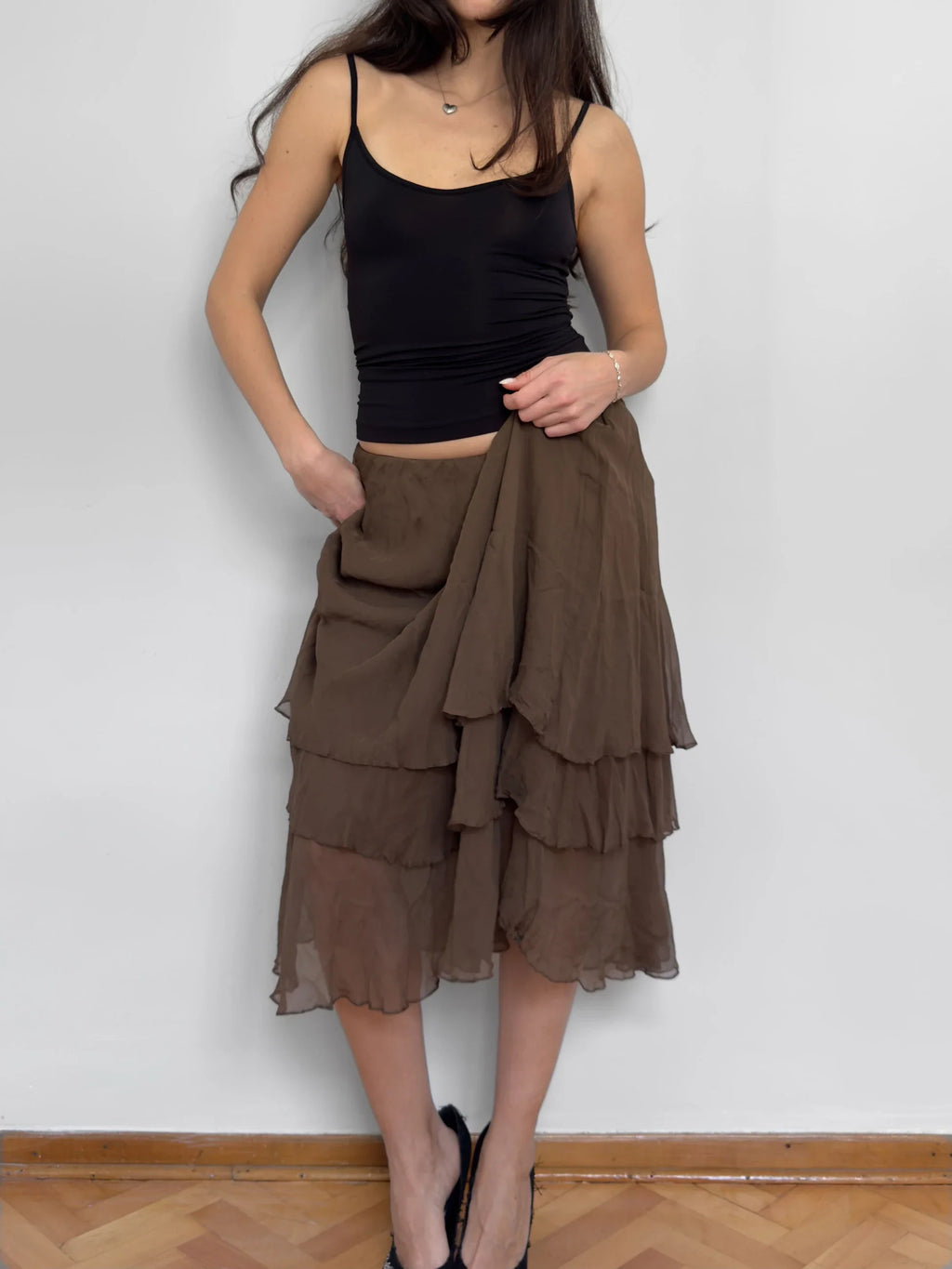 Brown Silk Skirt