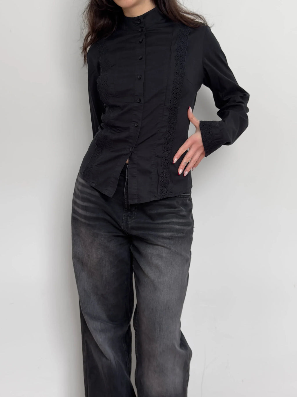 Black Eyelet Shirt