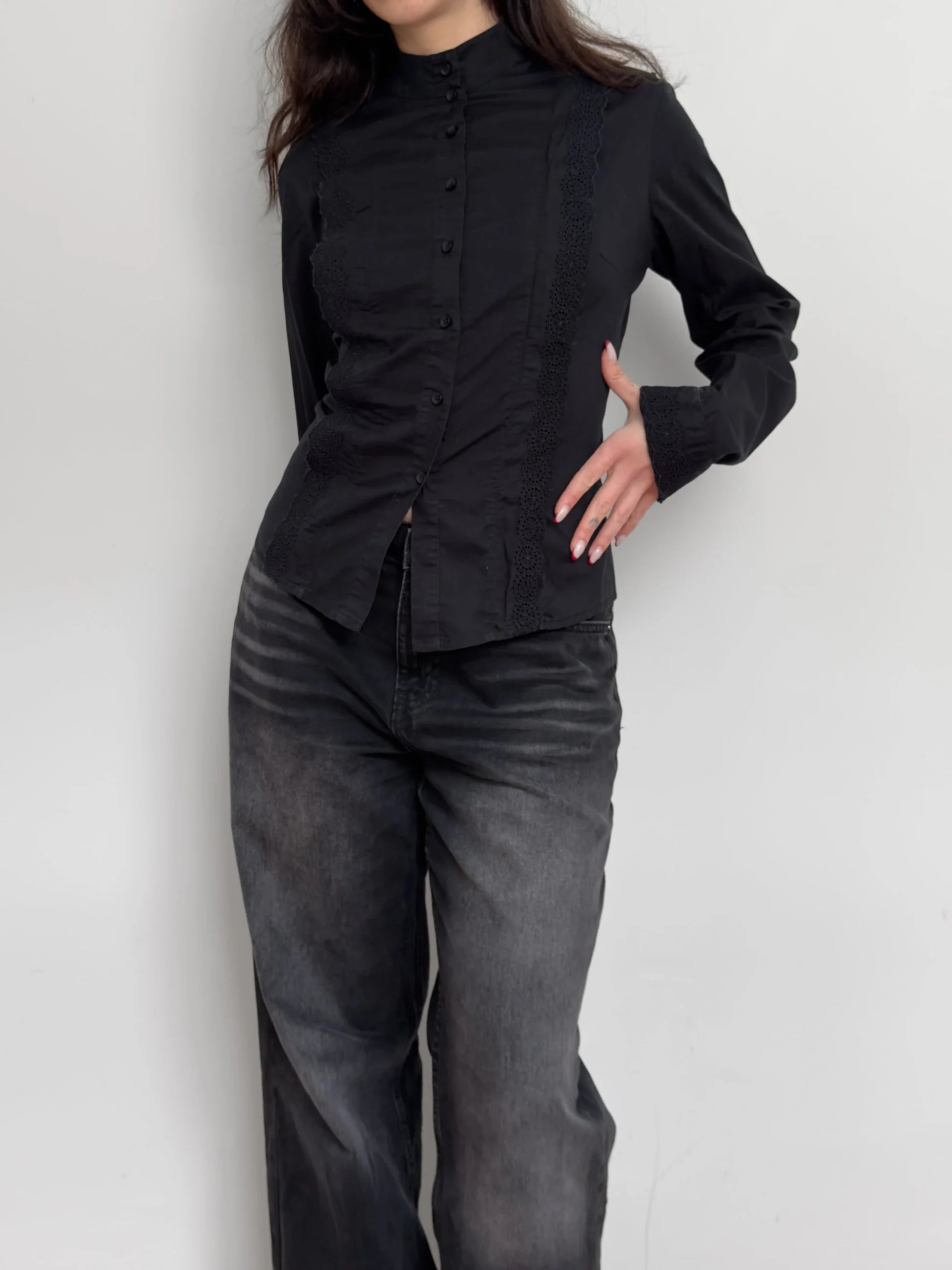 Black Eyelet Shirt
