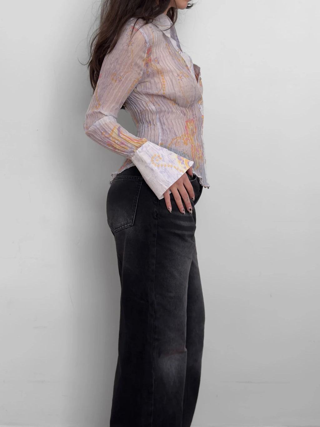 Patterned Chiffon Shirt
