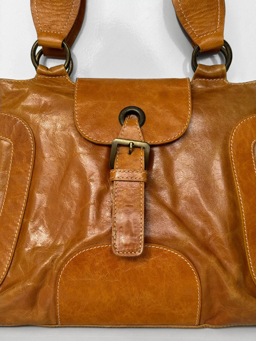 Orange Leather Clutch Bag
