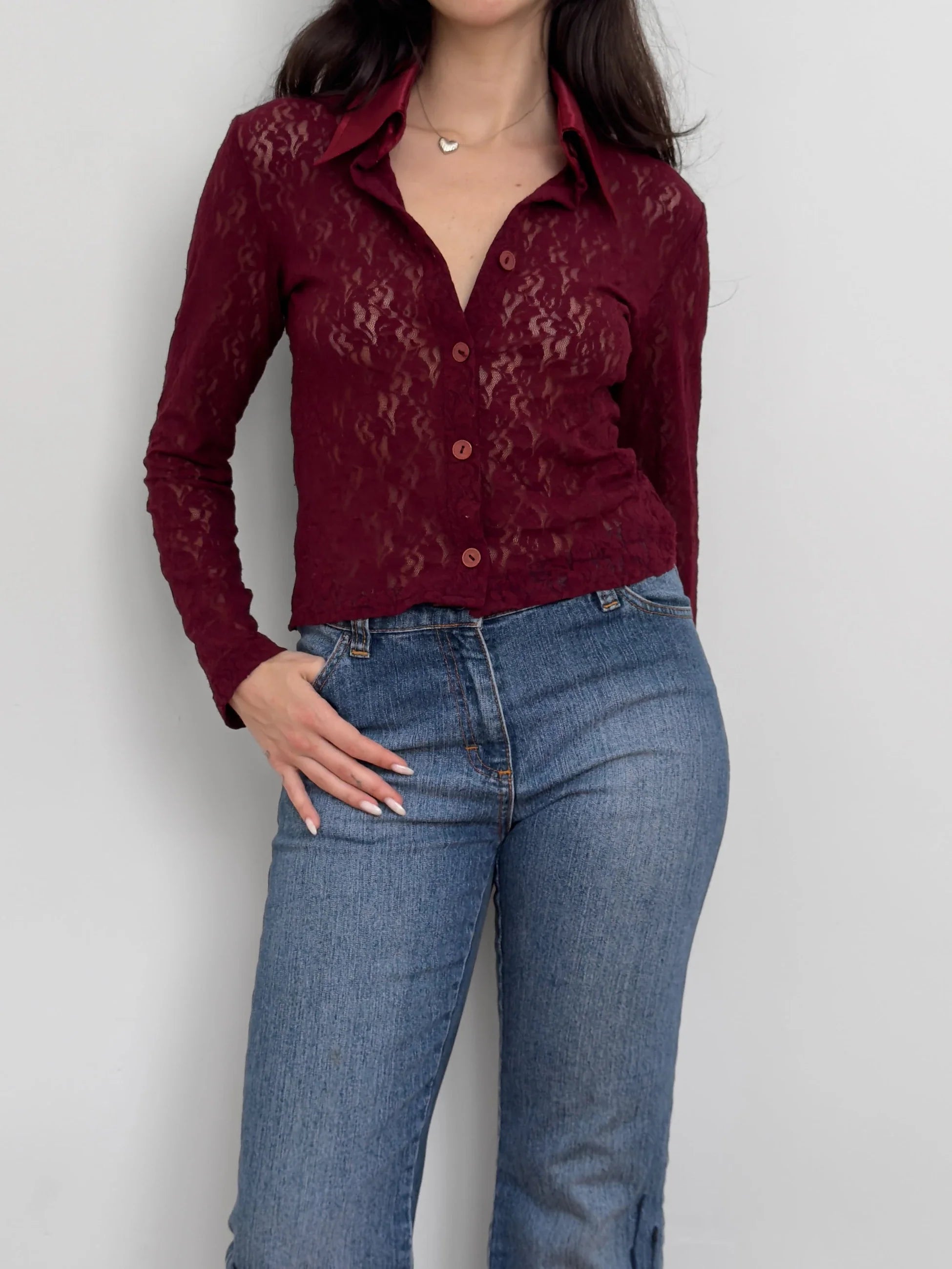 Burgundy Lace Shirt